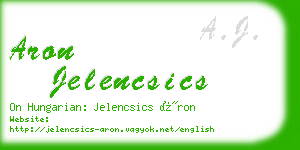 aron jelencsics business card